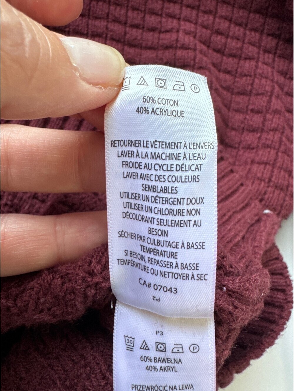Burgundy Waffle Knit Button Mock Neck Cotton Sweater Old Money Preppy Mens L - Picture 7 of 9